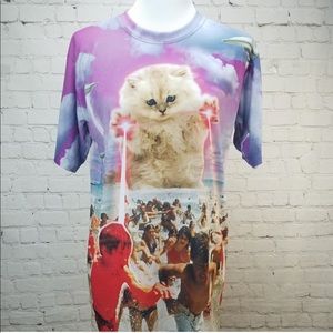 Unique Lazer Cat Graphic Funny Novelty T-shirt M